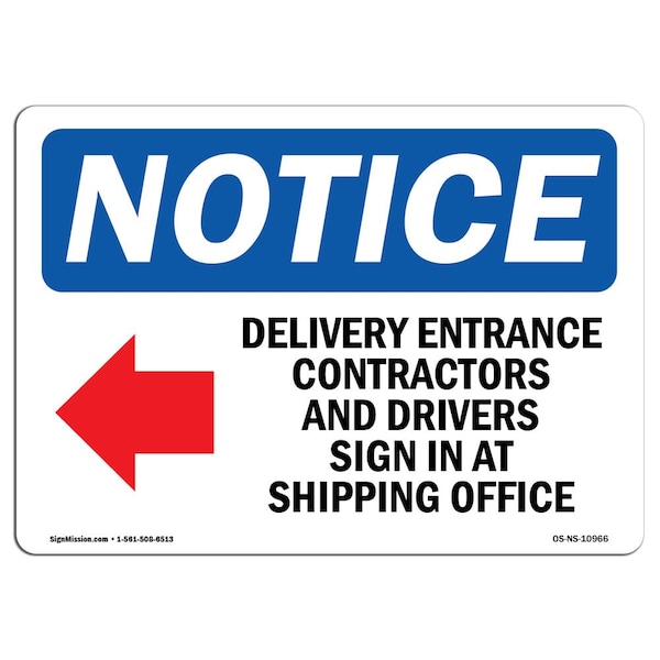 Sign, 3.5" H, Delivery Entrance Contractors Sign, Landscape, NS-D-35-L-10966-10PK